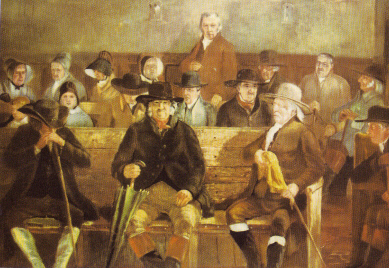 Una reunión de cuáqueros, muchos de los cuales se establecieron en Pensilvania después de que William Penn colonizara la zona