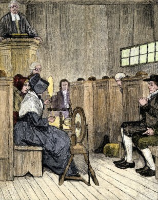 Damas cuáqueras en adoración