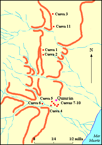 Mapa de las cuevas de Qumrán