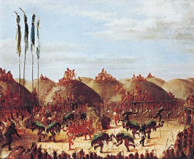 Danza del búfalo de los indios mandan,óleo pintado por George Catlin.
