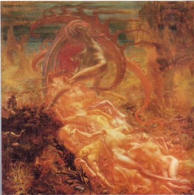 Los tesoros de Satanás,1895, óleo sobre lienzo, de Jean Delville. Musées Royaux des Beaux-Arts, Bruselas