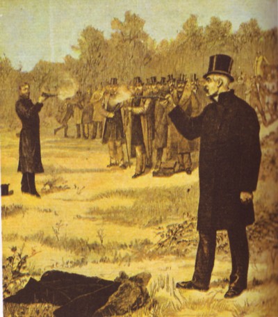 Duelo Clemenceau-Déroulède, enero de 1893, litografía de la época
