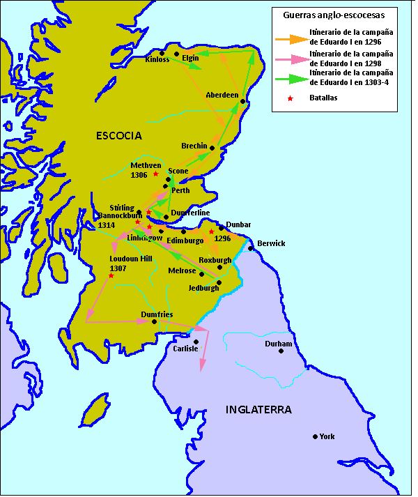 Mapa de las guerras anglo-escocesas