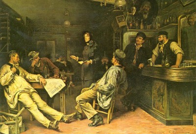 Salvacionista predicando en una taberna