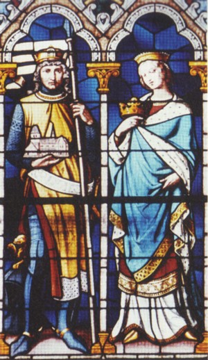 Enrique el León y su esposa Matildevidriera en la catedral de Lübeck