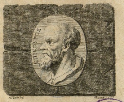 Epicuro, grabado de Medardus Thoenert y Adam Friedrich Oeser