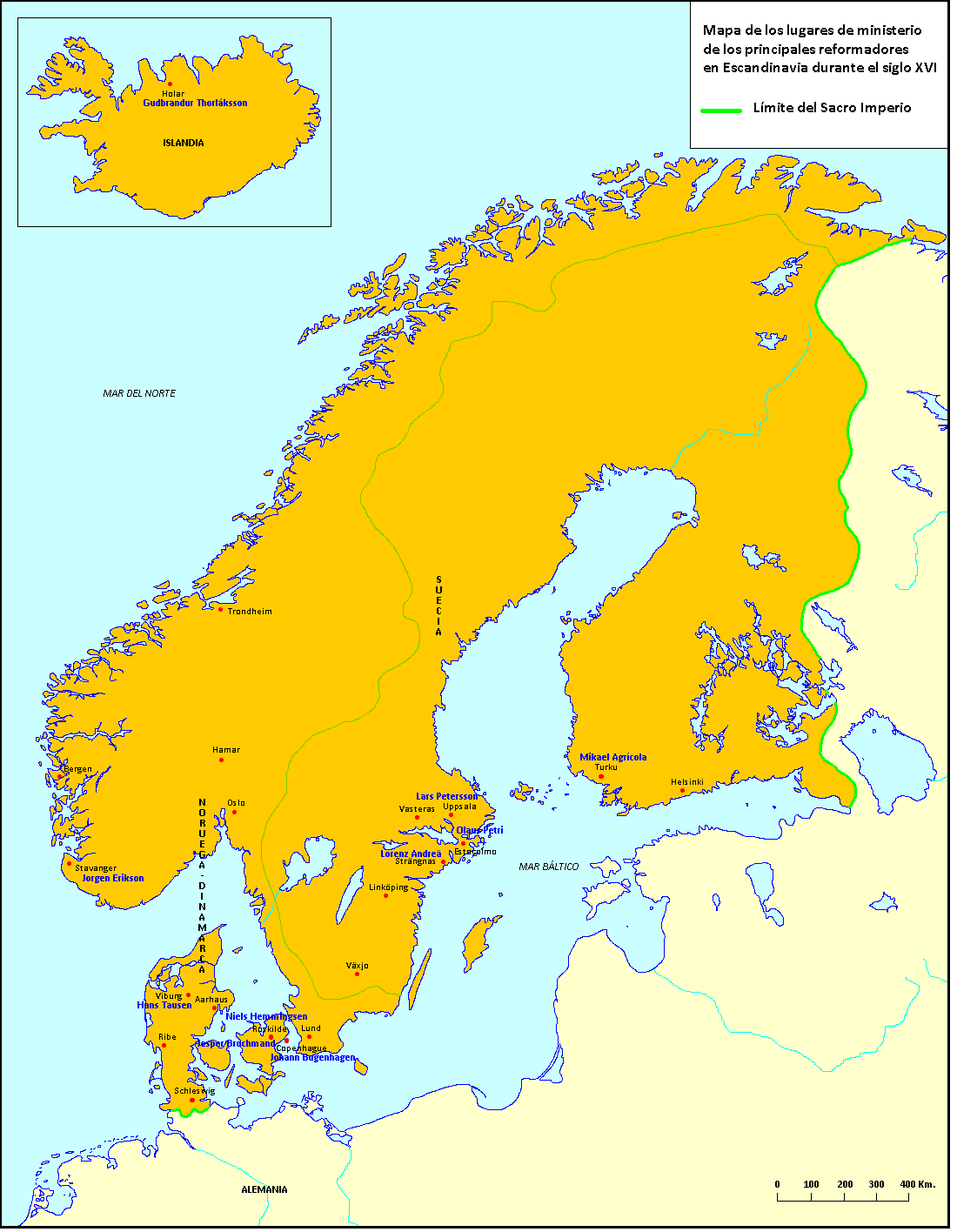 Mapa de la Reforma en Escandinavia