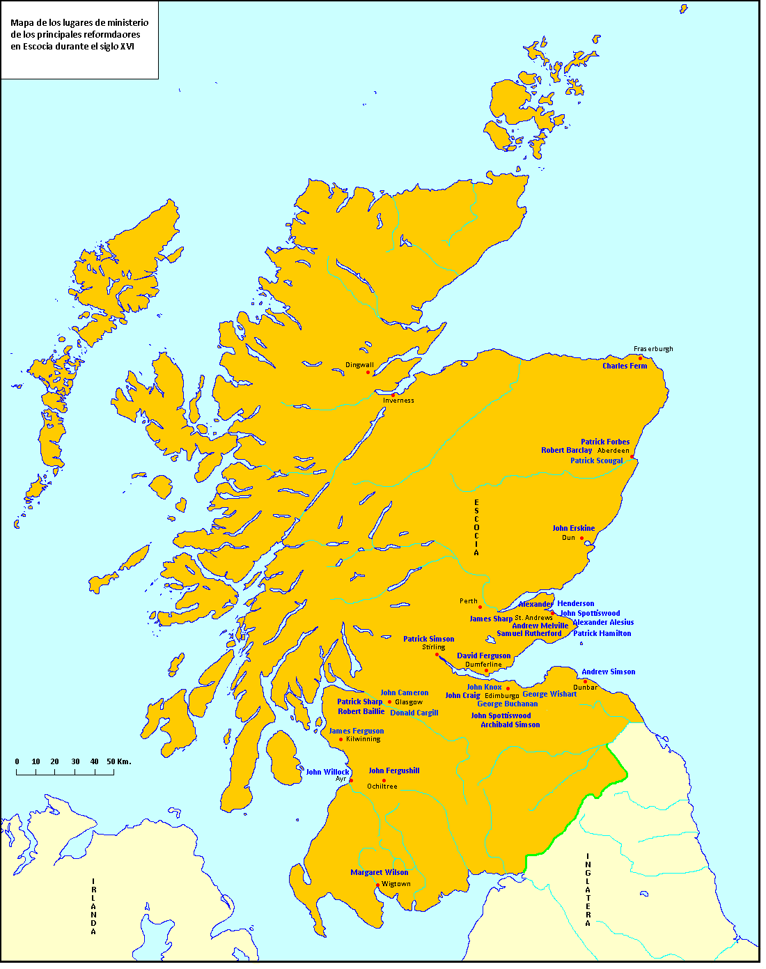 Mapa de la Reforma en Escocia