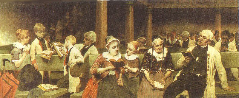 Clase en la escuela dominical, por Isaac Mayer