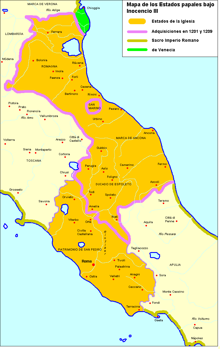 Mapa de los Estados pontificios