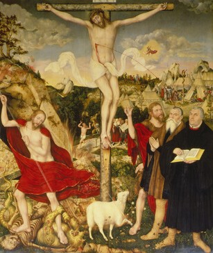 Cristo en la cruz, por Lucas Cranach el Viejo