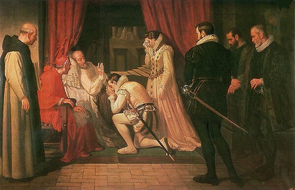 Últimos momentos de Felipe II, por F. Jover. Museo Nacional de Madrid