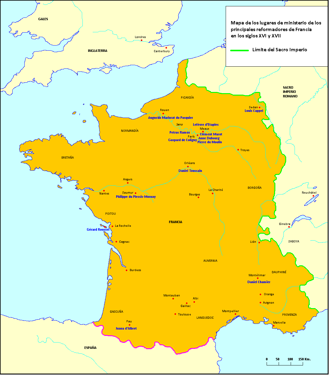 Mapa de la Reforma en Francia