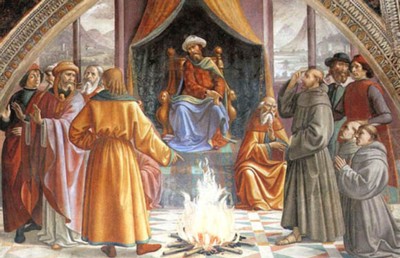 Francisco de Asís ante el sultán de Egipto, por D. Ghirlandaio