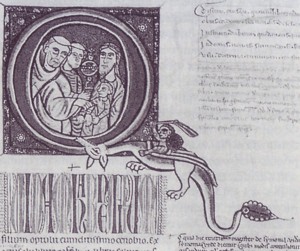 Primera página del Decretum de Graciano. Siglo XII