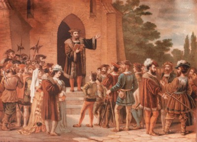 Hans Tausen predicando en Viborg