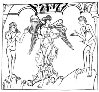 Ilustración para la obra de Cædmonen la que se representa la Caída