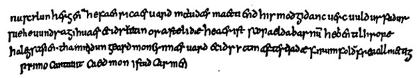 Himno de Cædmon, manuscrito del siglo VIII. Universidad de Cambridge
