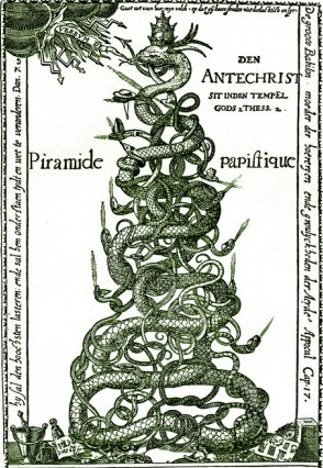 Grabado satírico holandéstitulado la pirámide papista