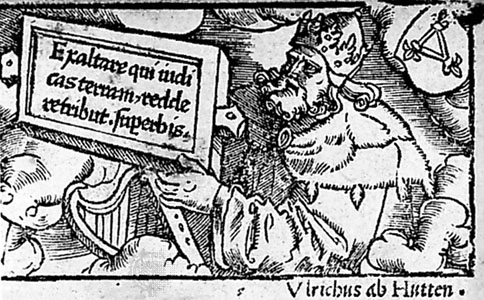 Ulrich von Hutten, grabado de la edición alemana de sus diálogos, 1520