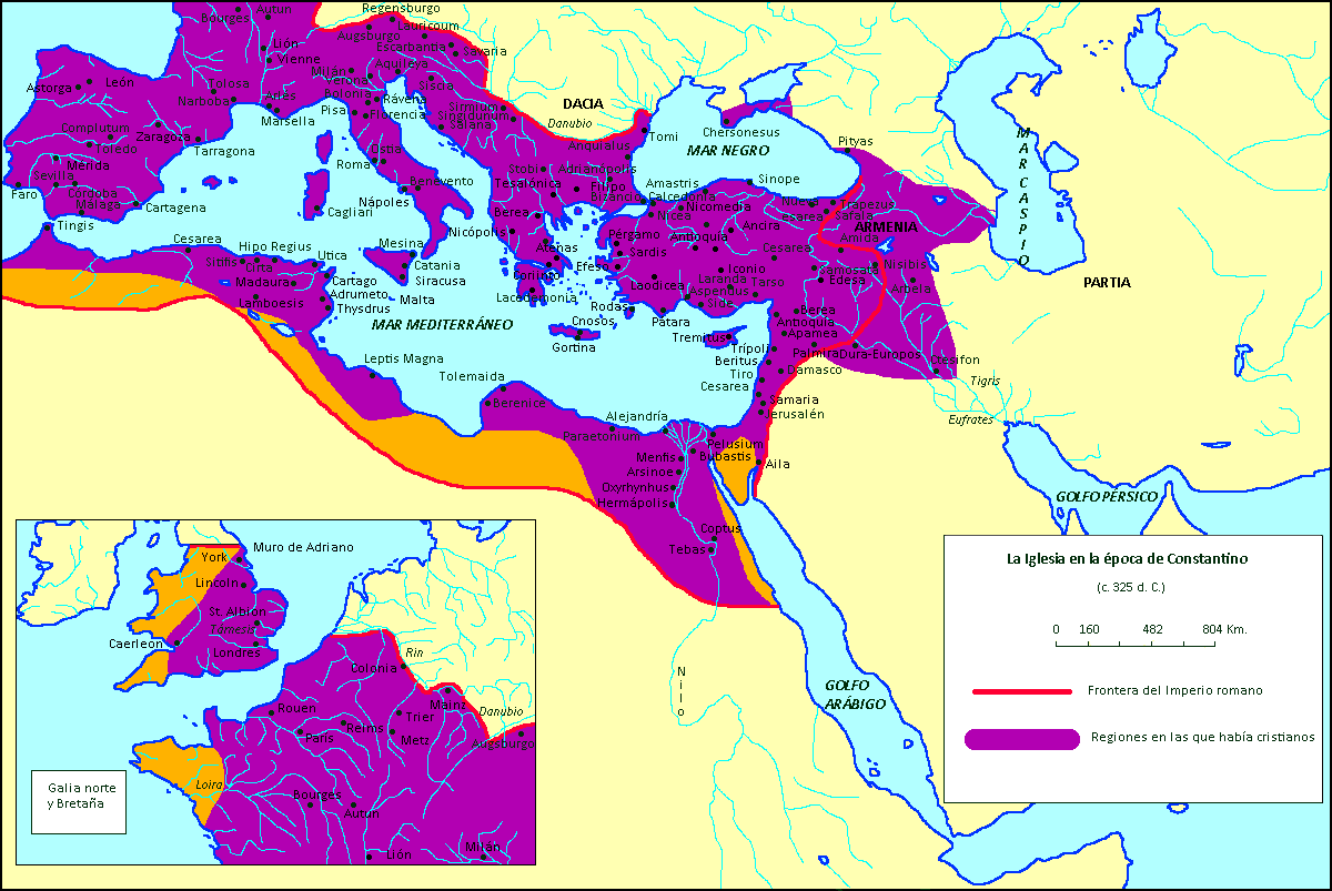 Mapa de la Iglesia en la época de Constantino