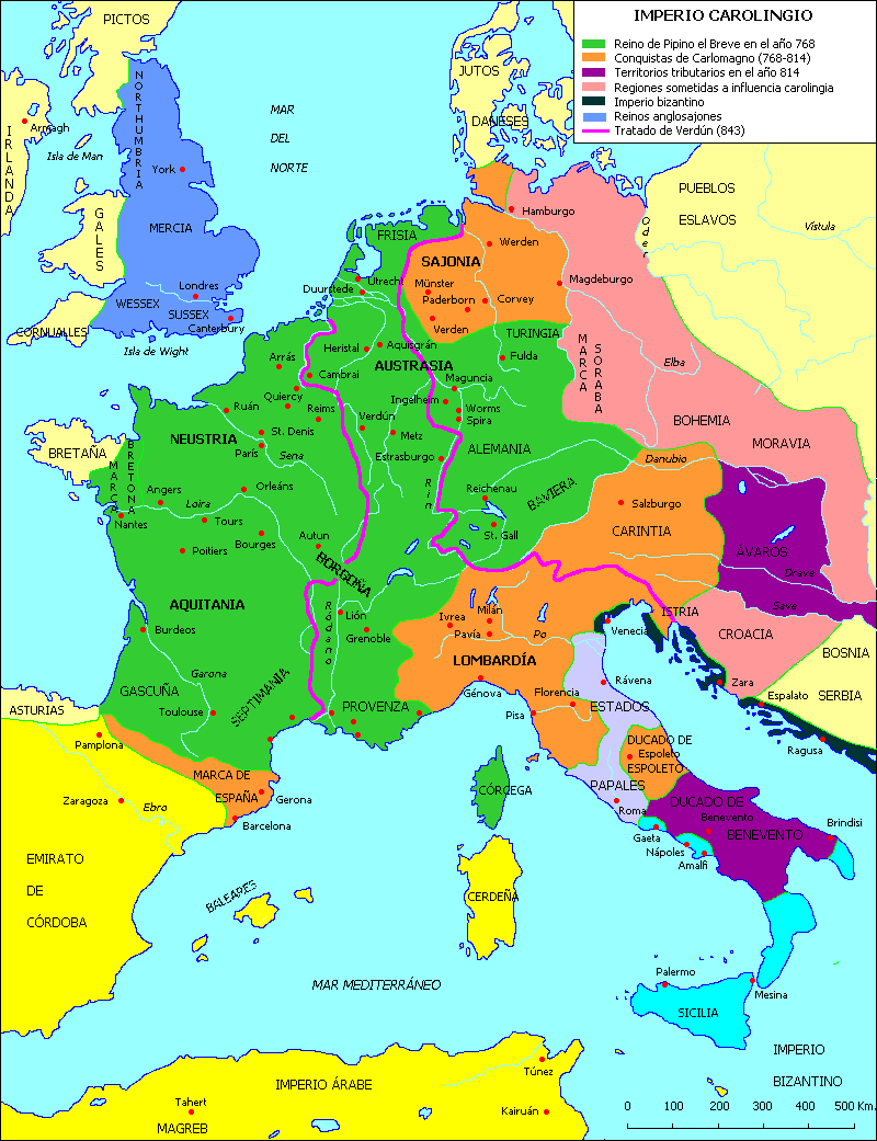 Mapa del Imperio Carolingio