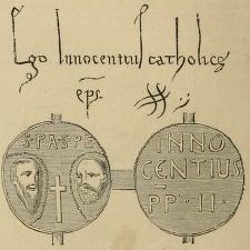 Inocencio II, firma y selloIlustración de Cassell's IllustratedHistory of England