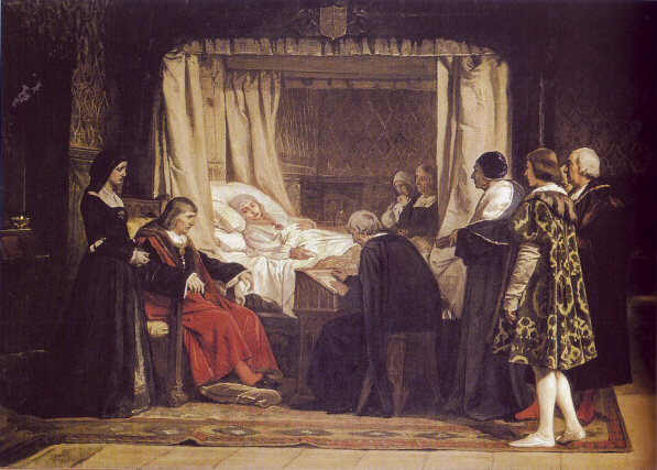 El testamento de Isabel la Católica, por Eduardo Rosales, Museo del Prado, Madrid