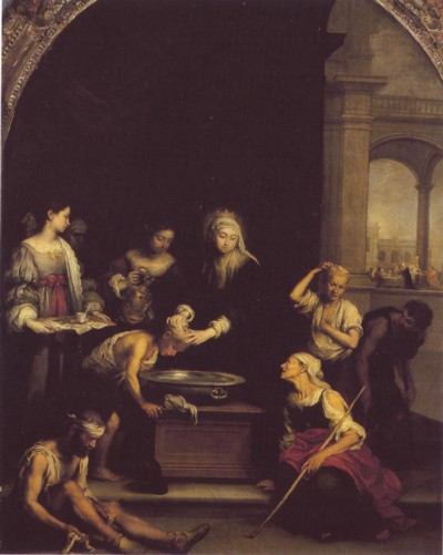 Isabel de Hungría curando a los tiñosos, por Murillo. 1673. Hospital de la Caridad. Sevilla