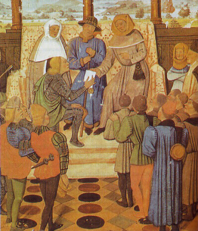 Juana de Arco rindiendo homenaje a Carlos VII