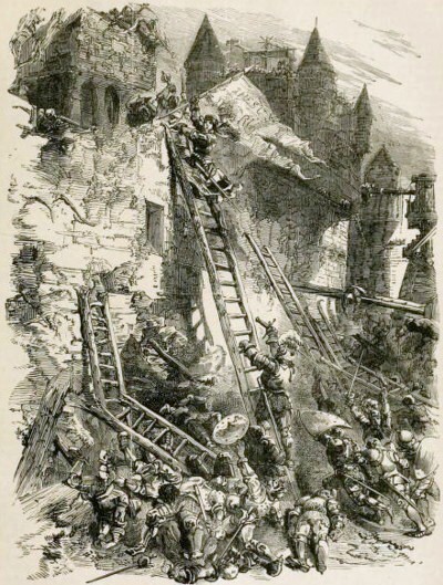 Juana de Arco, atacando Les Tourelles,Ilustración de Cassell's Illustrated History of England