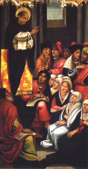 Retablo del siglo XV, con Vicente Ferrer predicando a los judíos