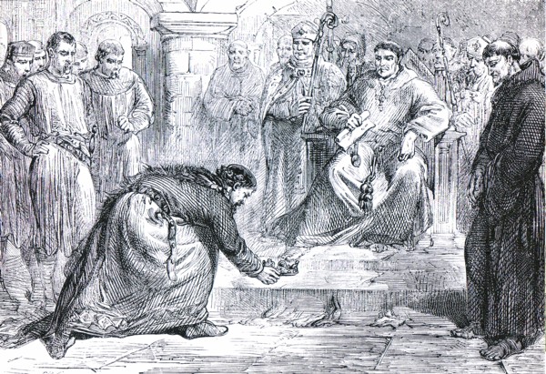 El rey Juan de Inglaterra se humilla ante el legado papal