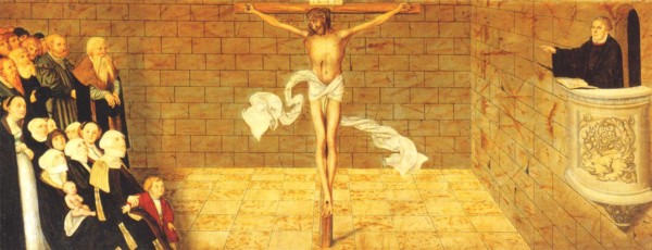 Lutero predicando a Cristo crucificado como instrumento de salvación