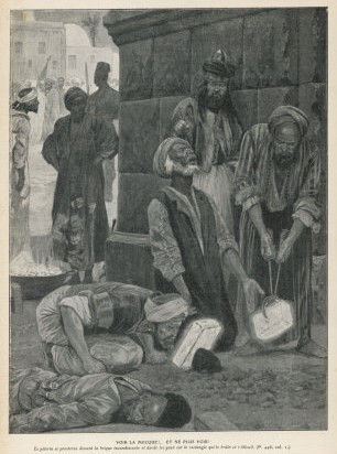 Peregrinos musulmanes cegándosetras haber visto la Kaaba