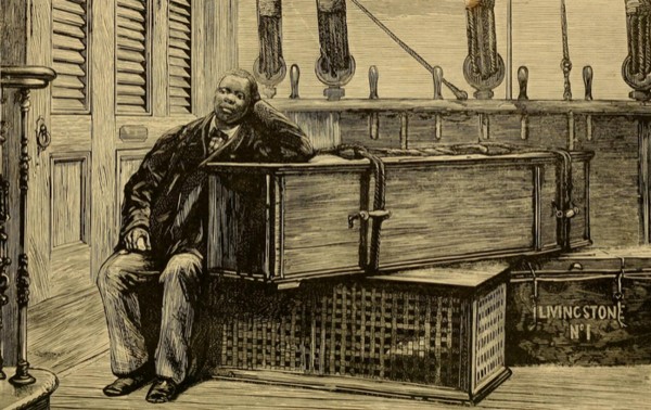 Jacob Wainwright con el ataúd de David Livingstone en Aden