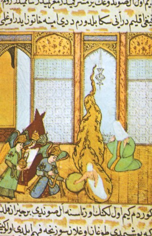 Nacimiento de Mahoma, miniatura de códice turco del siglo XVI. Museo Topkapi, Estambul