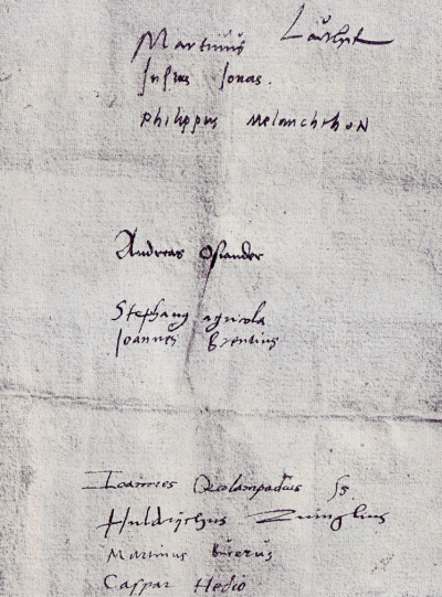 Firmas de los participantes en la conferencia de Marburgo