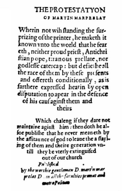 Portada de The Protestatyon of Martin Marprelate
