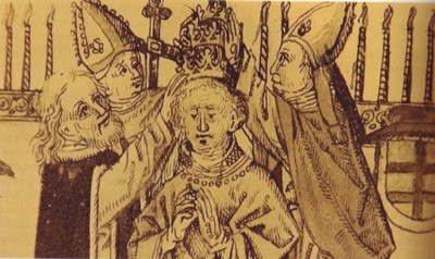 Martín V es coronado en Constanza. Escena de la Crónica de Ulrich Richental