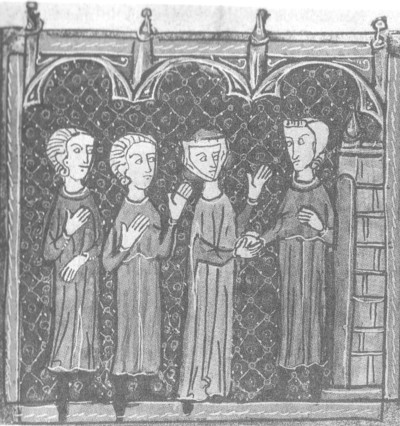 Celebración de matrimonio, siglo XIII.Iluminación del Decreto de Graciano. Biblioteca Municipal, Laon