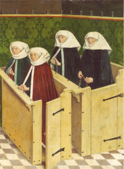 Dama e hijas en la iglesia, de Friedrich Herlin, 1465