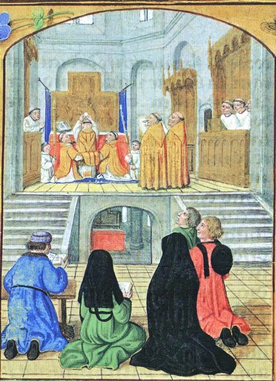 Sacerdote celebrando misa, de un Libro de Horas, Flandes, c. 1492. Additional MS 25698, f. 2.