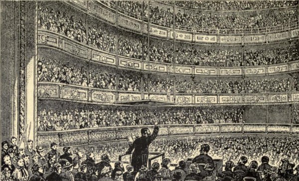 Dwight L. Moody predicando en Opera House, Haymarket, Londres