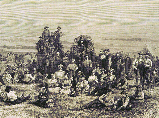 Caravana de mormones acampada