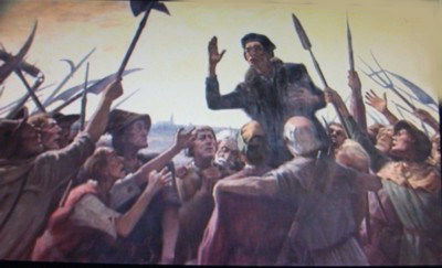 Thomas Müntzer arengando a los campesinos