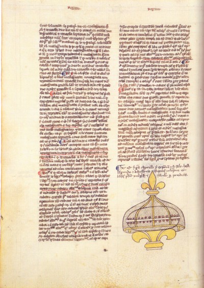 Hoja de pergamino de Postilla litteralisde Nicolás de Lira. Viena, ÖNB, Cod. 2158