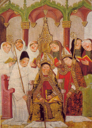 Consagración de un obispo. Pintura de la escuela valenciana, siglo XV. Museo Bonnat, Bayona, Francia