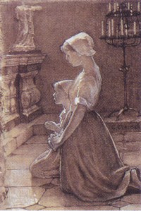 Jóvenes campesinas francesas orando, siglo XIX, de Sir Georges Clausen. Victoria and Albert Museum, Londres