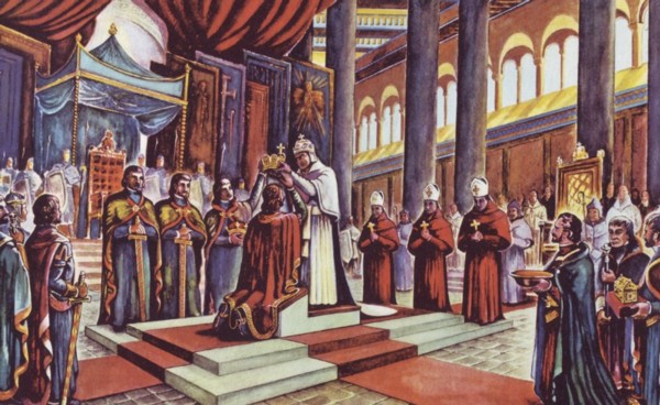 Coronación de Otón como emperador por Juan XII